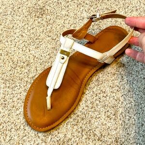 Tommy Hilfiger White and Gold Buckle Sandals